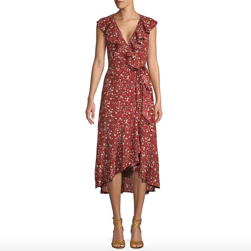 Max Studio Rust Floral Wrap Dress XL